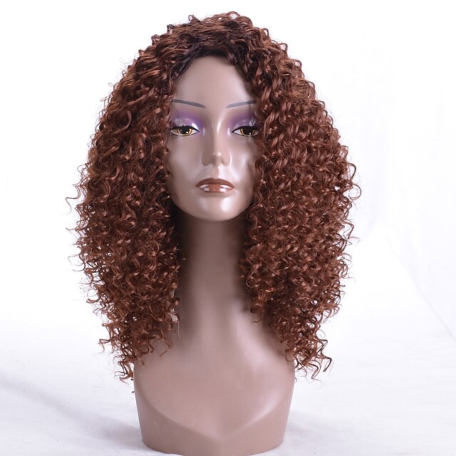  Synthetic Wig Curly Layered Haircut Wig Long Dark Auburn#33 Synthetic Hair Women's Party Brown