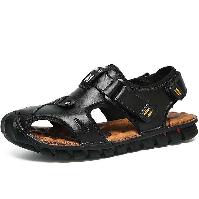  Miesten Comfort-kengät Nahka Kesä Sandaalit Kävely Color Block Musta / Vaalean ruskea / Tumman ruskea / Iskulause / ulko-