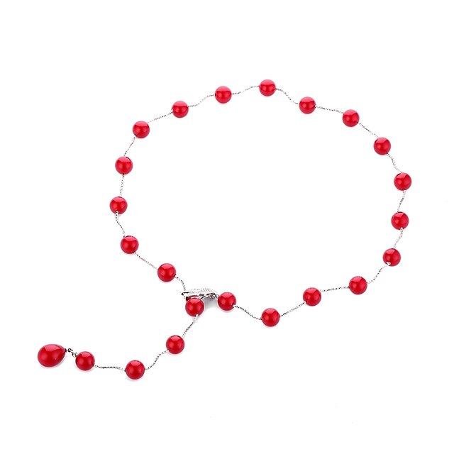  Women's Pearl Statement Necklace Long Floating Ladies Stylish Artistic Unique Design Cord Pearl Red 70 cm Necklace Jewelry 1pc For Night out&Special occasion Holiday