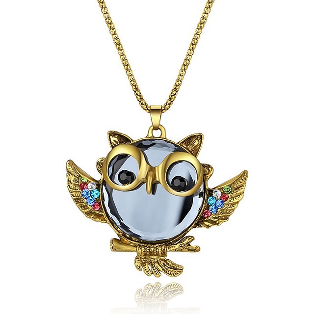  Women's Cubic Zirconia Pendant Necklace Long Owl Ladies Classic Fashion Alloy Gold 52 cm Necklace Jewelry 1pc For Daily