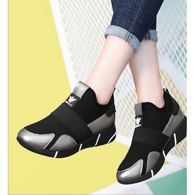  Women's Shoes PU(Polyurethane) Spring Comfort Sneakers Platform Black / Silver