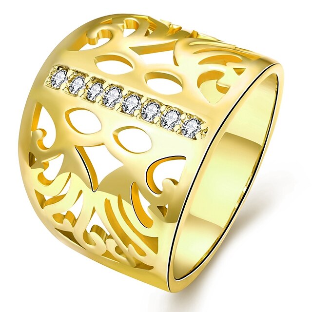  Donna Band Ring Zircone cubico filigrana Oro rosa Bianco Oro Placcato in oro Fiore decorativo Donne Di tendenza 1pc 7 8 / Per donna