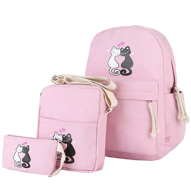  Unisex Bags Polyester / Canvas Backpack Pattern / Print / Zipper Blushing Pink / Light Green / Royal Blue