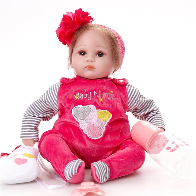  FeelWind 16 inch Păpuși Renăscute Girl Doll Bebe Fetiță natural Confecționat Manual Siguranță Copii Non Toxic Interacțiunea părinte-copil Pânză 3/4 membrele siliconice și corpul umplut cu bumbac cu