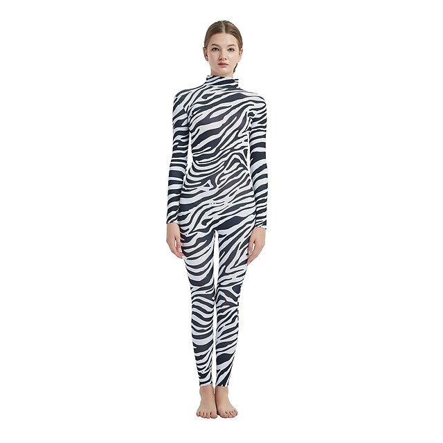 Patterned Zentai Suits Cosplay Costume Catsuit Zebra Carnival Costume Full Body Suit Men's Women's Sex Sexy Costume Animal Fur Pattern Zebra Spandex Lycra Elastic Costume for Halloween Carnival New2