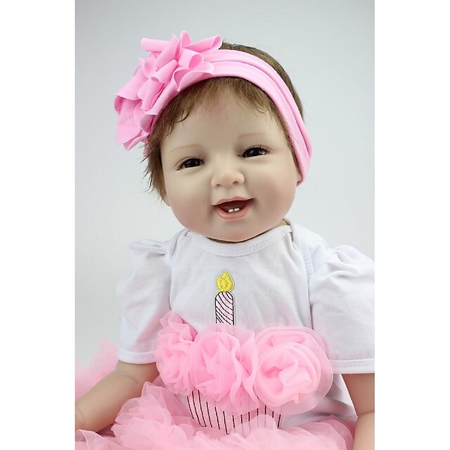  NPKCOLLECTION 22 inch NPK DOLL Reborn Doll Girl Doll Baby Girl Reborn Baby Doll lifelike Hand Made Child Safe Non Toxic Tipped and Sealed Nails Cloth 3/4 Silicone Limbs and Cotton Filled Body with