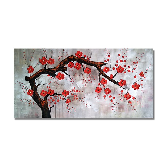  Oil Painting Hand Painted - Floral / Botanical Comtemporary Modern Stretched Canvas