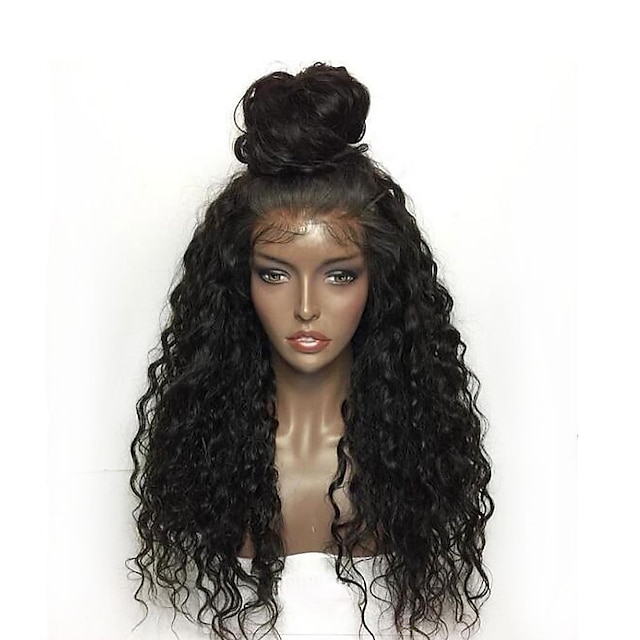  Synthetic Lace Front Wig Curly Layered Haircut Lace Front Wig Long Black Synthetic Hair Women's Natural Hairline Black