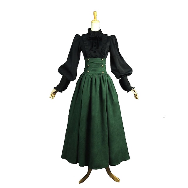  Princesas Tallas Grandes Rococó Victoriano Medieval De cintura de avispa Vestido Cóctel Vestido vintage Vestidos Accesorios Mujer Disfraz Cosecha Cosplay Manga Larga Hasta el Tobillo Talla Grande