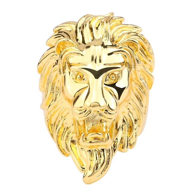  Ring 3D Gold Copper Lion Rock 1pc 8 9 10 11 / Men's
