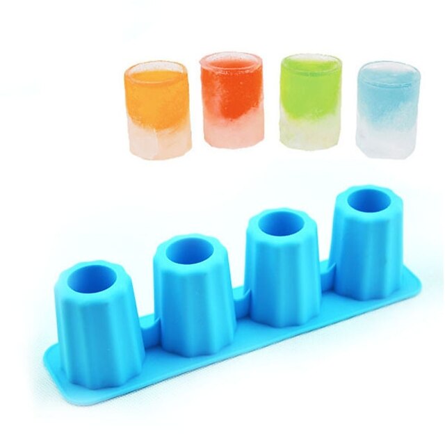  4 Cavity Long Cool Ice Shooters Shot Glass Ice Mold Maker Bar Party Drink Freeze Mold