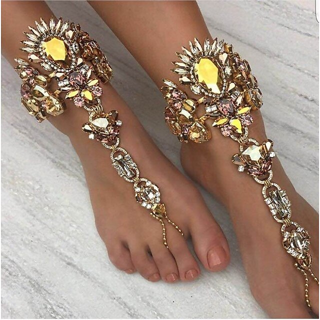  Barefoot Sandals feet jewelry Ladies European Women's Body Jewelry For Daily  Thick Chain Imitation Diamond Alloy Silver Gold 1pc