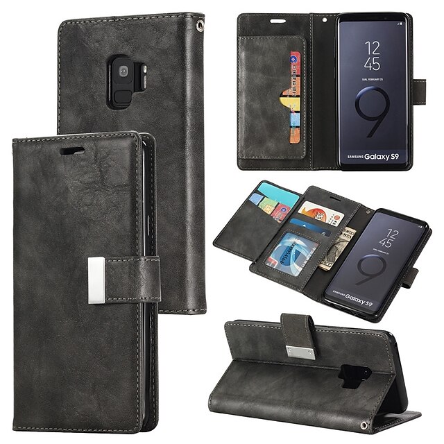  Case For Samsung Galaxy S9 / S9 Plus / S8 Plus Wallet / Card Holder / Flip Full Body Cases Solid Colored Hard PU Leather