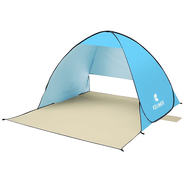  KEUMER 2 الأشخاص خيمة للشاطئ في الهواء الطلق خفة الوزن مقاوم للأشعة فوق البنفسجية التنفس إمكانية طبقة واحدة خيمة التخييم 1500-2000 mm إلى صيد السمك شاطئ Camping / Hiking / Caving فضية الشريط