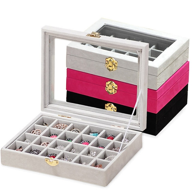  24 Piece Wood Women's Large Storage Jewelry Box