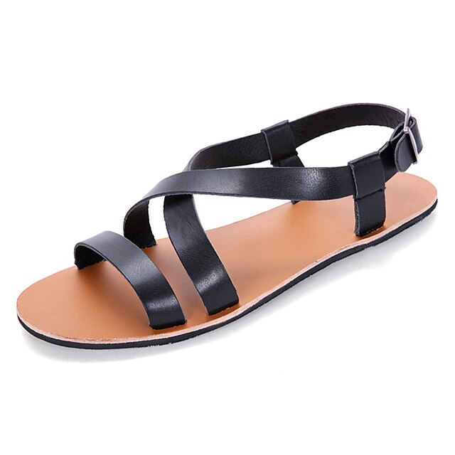  Men's Comfort Shoes Cowhide Summer Sandals Light Brown / White / Black / Outdoor