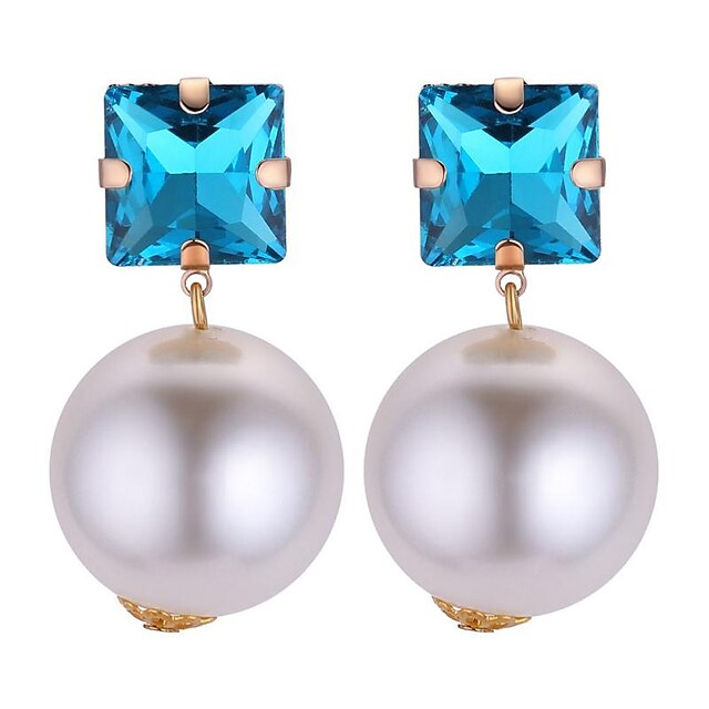  Women's AAA Cubic Zirconia Drop Earrings Sculpture Ladies Fashion Imitation Pearl Earrings Jewelry Champagne / Blue / White For School Birthday 1 Pair