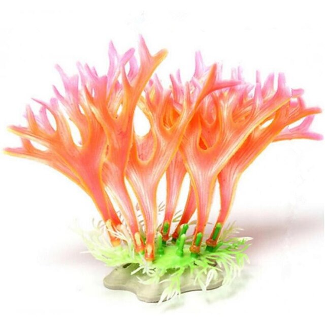  Fish Tank Aquarium Decoration Waterproof Ornament Coral Jellyfish Pink Waterproof Washable Plastics 1 19*10 cm
