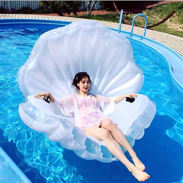  Concha Colchonetas inflables para piscina PVC Inflable Duradero Natación Deportes acuáticos para Adultos 160*135*30 cm
