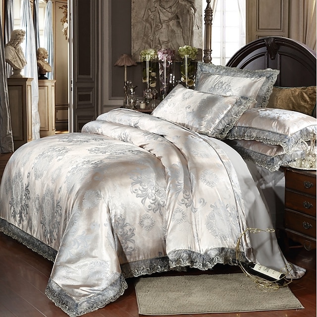  Duvet Cover Sets Floral Luxury Polyster Printed & Jacquard 4 PieceBedding Sets Floral / 300 / 4pcs (1 Duvet Cover, 1 Flat Sheet, 2 Shams)