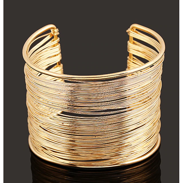 Women's Cuff Bracelet Wide Bangle Layered Simple Fashion European Alloy Bracelet Jewelry Silver / Gold For Daily 6