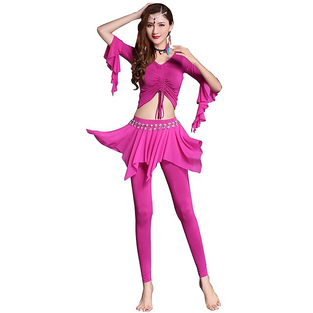  Danza del ventre Completi Per donna Addestramento Modal Più materiali / Elastico Mezza manica Cadente Top / Pantaloni