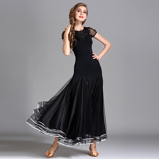 Ballroom Dance Dress Draping Women's Performance Short Sleeve High ...