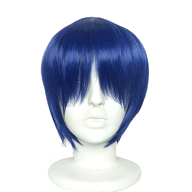  Cosplay Costume Wig Synthetic Wig Cosplay Wig Straight Layered Haircut Wig Blonde Short Royal Blue Synthetic Hair Men's Anime Fashionable Design Adjustable Blonde D'vant / Heat Resistant