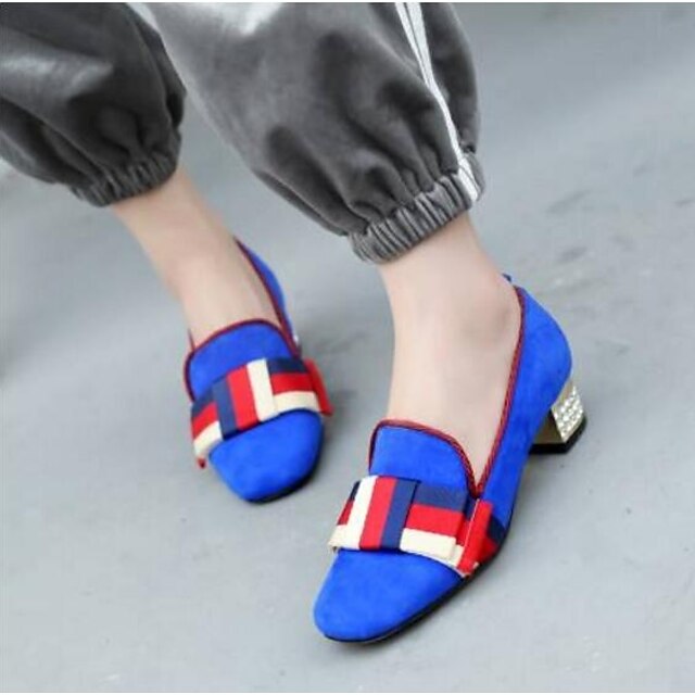  Women's Loafers & Slip-Ons Chunky Heel Closed Toe Comfort Slingback Daily Outdoor Suede Black Red Blue