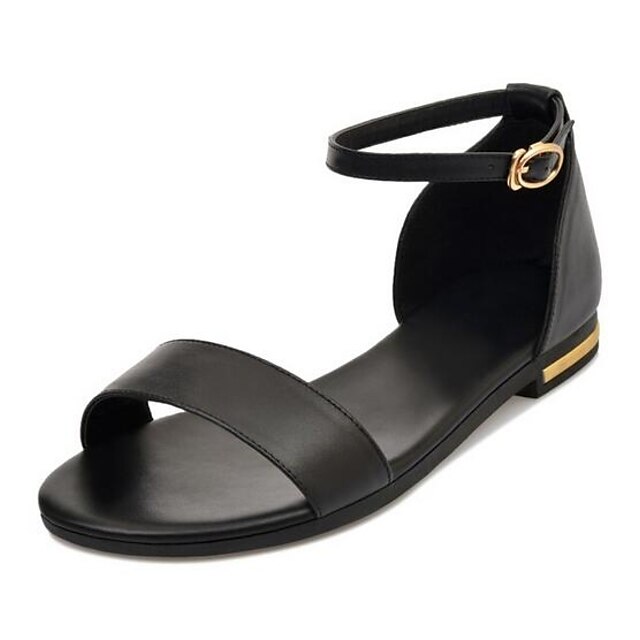  Women's Sandals Low Heel Nappa Leather Comfort Spring Black / White / Champagne