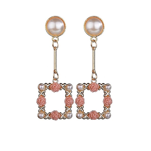  Women's Drop Earrings Hollow Flower Ladies Trendy Boho Imitation Pearl Earrings Jewelry White / Pink For Party / Evening Holiday 1 Pair