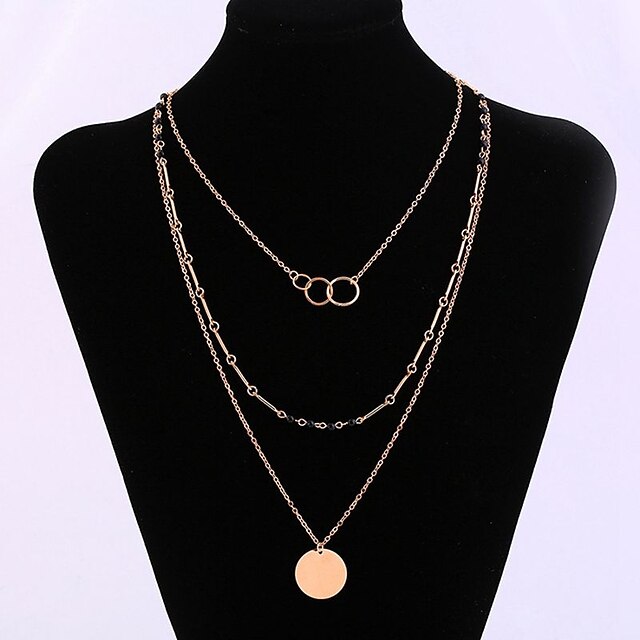  Women's Layered Necklace Long Necklace Layered Ladies Stylish Classic Grandmother Alloy Gold 32+10 cm Necklace Jewelry 1pc For Daily