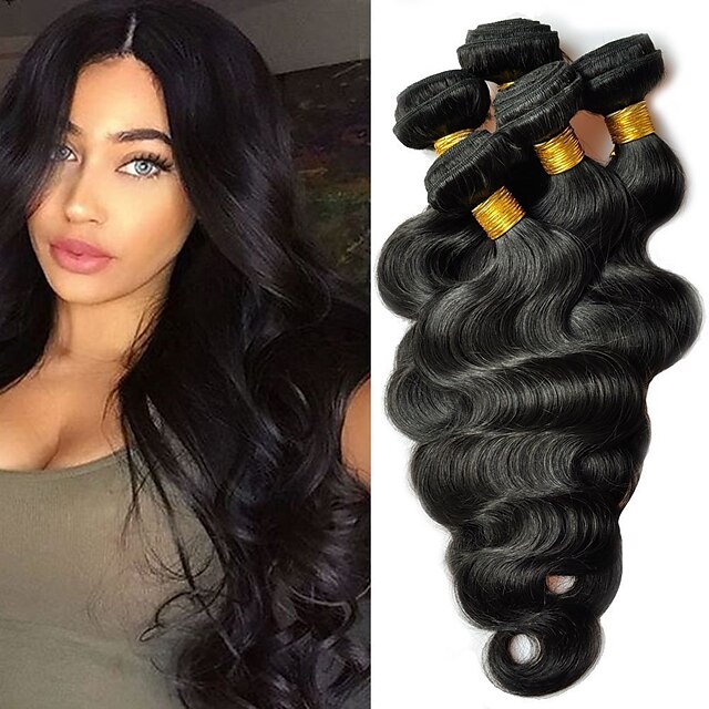  6 Bundles Malaysian Hair Body Wave Human Hair Extension Bundle Hair One Pack Solution 8-28 inch Natural Natural Color Human Hair Weaves Smooth Extention Fashion Human Hair Extensions / Unprocessed