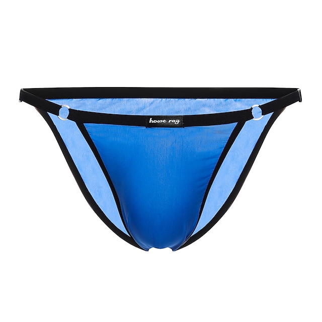  Men's 1pack Briefs G-string Underwear String Basic Spandex Solid Colored Low Waist Normal Light Blue Black