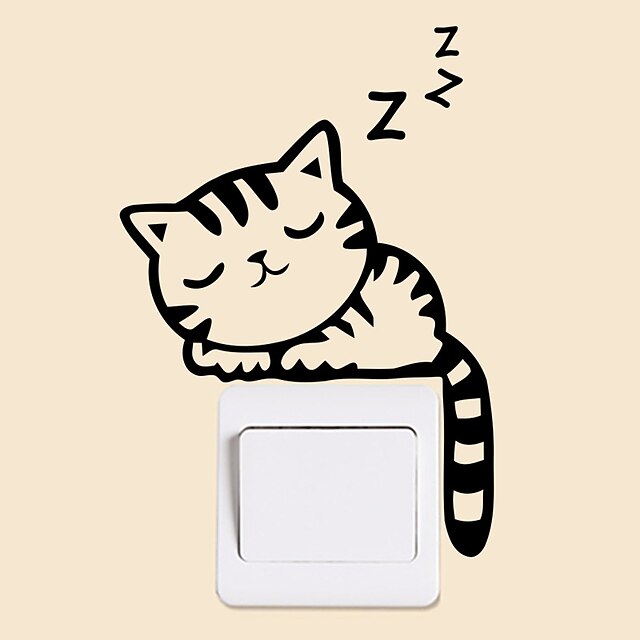  süße Katze Lichtschalter Aufkleber Wandsticker - Worte&amp; ampamp zitiert Wandaufkleber Zeichen Arbeitszimmer / Büro / Esszimmer / Küche