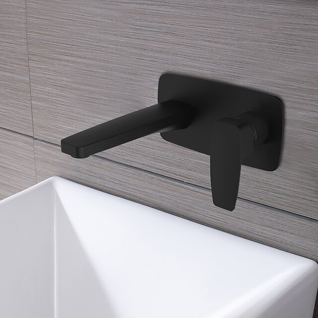  Håndvasken vandhane - Standard / Vægmontering Olie-gnedet Bronze Vægmonteret Enkelt håndtere to HullerBath Taps