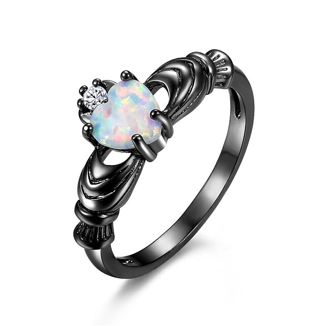  Damen Statement-Ring Opal Hohl Schwarz Kupfer vergoldet damas Punk Beiläufig / sportlich 1pc 6 7 8 9 / Kubikzirkonia / Verlobungsring / Mondstein