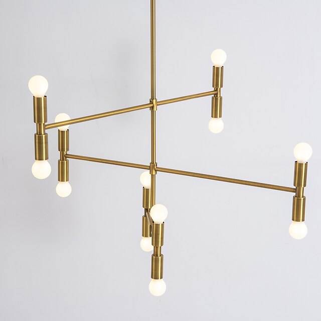 Lights & Lighting Pendant Lights | 12 Bulbs 90 cm Creative Adjustable Chandelier Metal Sputnik Electroplated Painted Finishes Ar