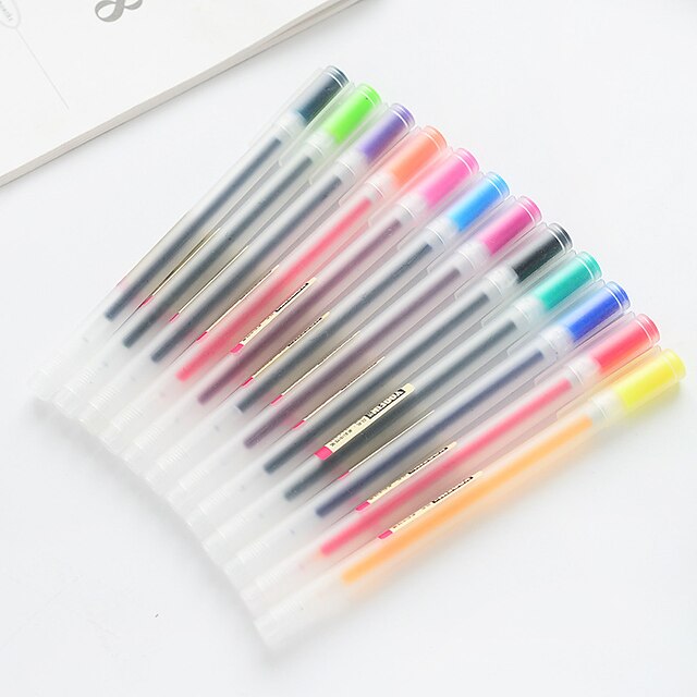  Gel Pen Pen Pen, Plastics Multi-Color / Red / Black Ink Colors For School Supplies Office Supplies Pack of 12 pcs