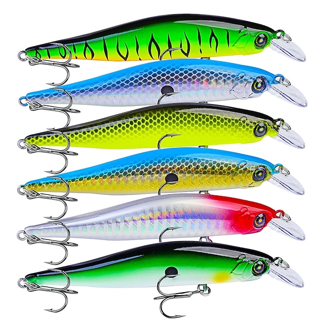  6 pcs Kurbel Angelköder Harte Fischköder Outdoor sinkend Bass Forelle Pike Köderwerfen Spinnfischen Angeln Allgemein Kunststoff