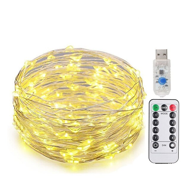  KWB 10m Leuchtgirlanden 100 LEDs SMD 0603 1 13 Fernbedienung Warmes Weiß / Weiß / Blau USB / Neues Design / Dekorativ USB angetrieben 1 set