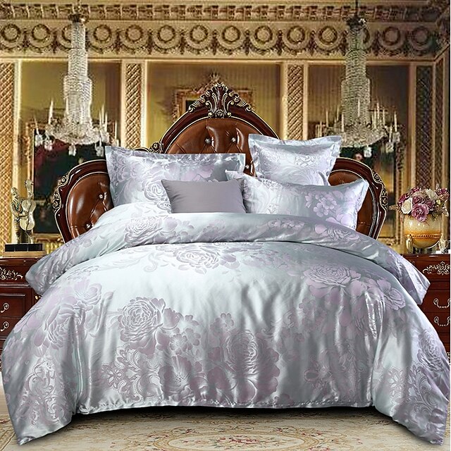  Duvet Cover Sets Luxury Polyster Jacquard 4 Piece Bedding Set With Pillowcase Bed Linen Sheet Single Double Queen King