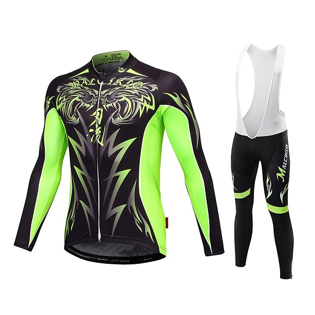  Malciklo Homme Manches Longues Maillot et Cuissard Long Avec Bretelles Velo Cyclisme Blanc Noir Lion Vélo Maillot Collant à Bretelles / Corsaire Bretelles Ensembles de Sport Respirable La peau 3