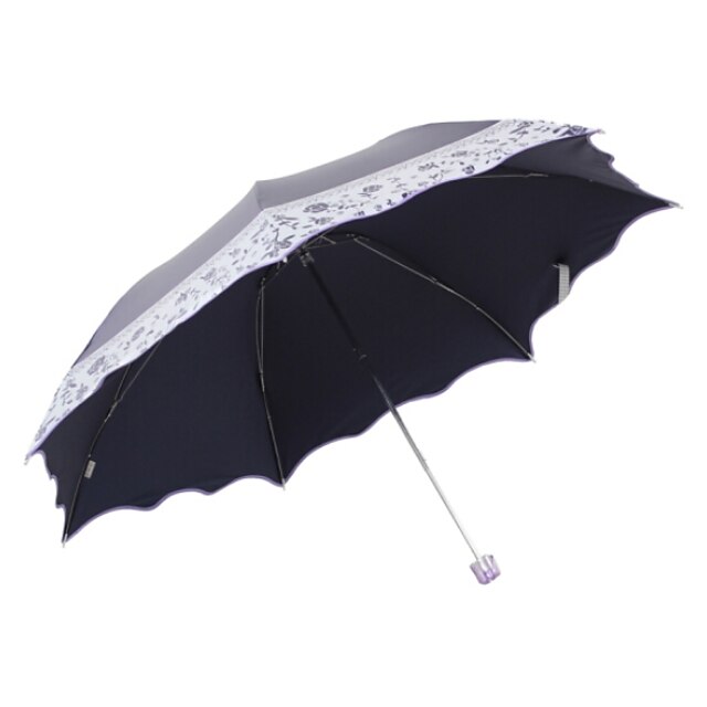  Polyester / Stainless steel All Sunny and Rainy Folding Umbrella