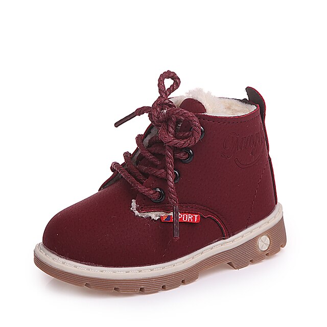 Girls' Comfort / Fashion Boots PU Boots Walking Shoes Black / Brown / Burgundy Fall & Winter / Booties / Ankle Boots / Polyester Rubber