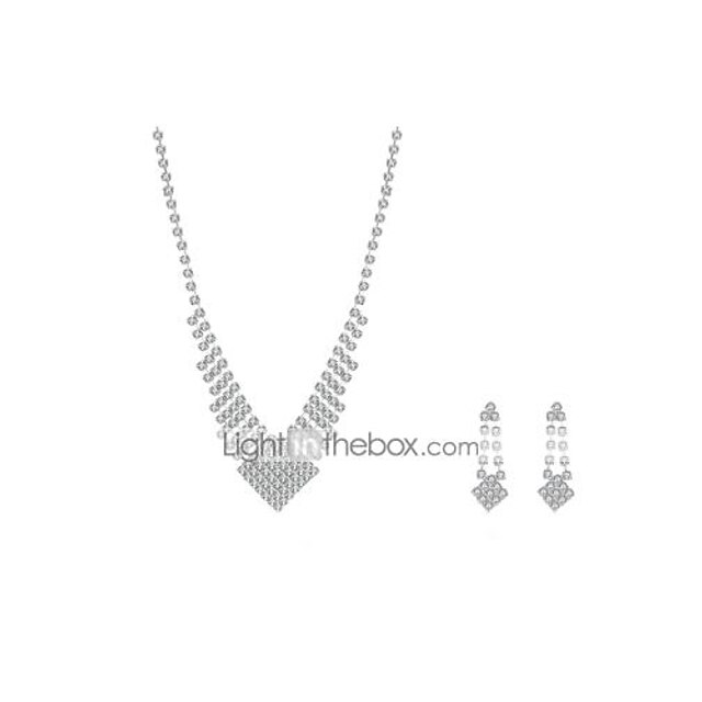  Jewelry Set Ladies Party Cubic Zirconia Imitation Diamond Earrings Jewelry White For / Necklace