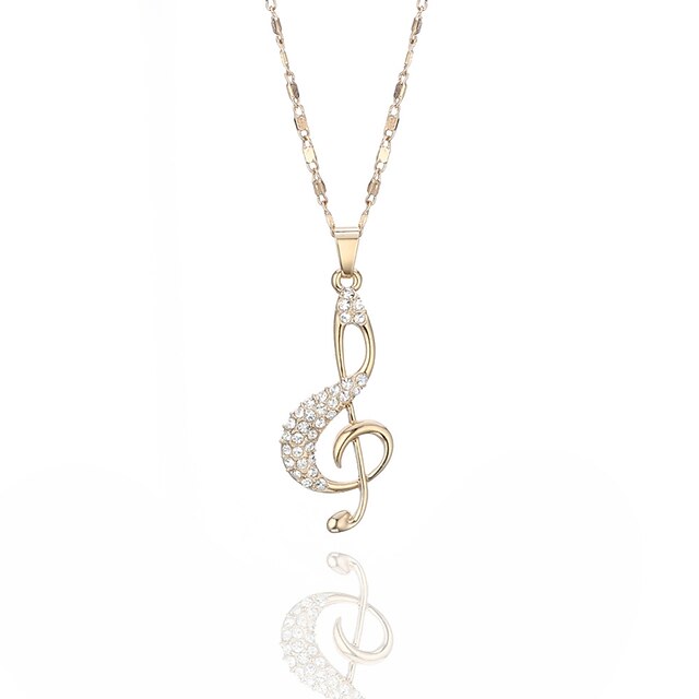  Women's Cubic Zirconia Pendant Necklace Hollow Pave Music Music Notes Statement Ladies Cowboy Renaissance Alloy Rose Gold Silver 75 cm Necklace Jewelry 1pc For Masquerade Date