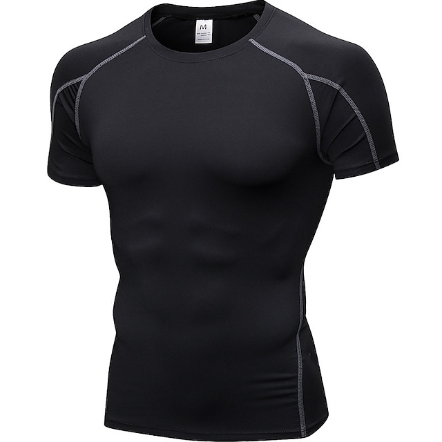  Herr Kompressionströja T-shirt för jogging Grundläggande Kortärmad T-shirt Sport Höst Elastan 4-vägs sträcka Andningsfunktion Snabb tork Anatomisk design Kondition Gymträning Löpning Sportkläder