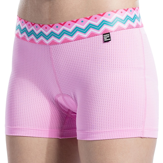  SANTIC Mulheres Cueca Boxer Acolchoada Moto Shorts Shorts Roupa interior Shorts Acolchoados Respirável Redutor de Suor Esportes Poliéster Elastano Inverno Roxo / Rosa Claro Ciclismo de Montanha