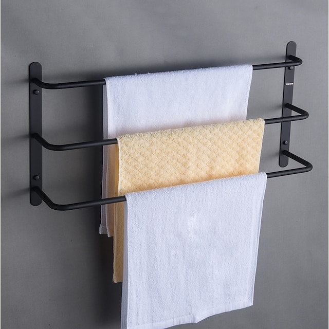  väggmonterad handdukshängare, rostfritt stål 3-lagers handduksbar förvaringshylla för badrum 60 cm handdukshållare handdukstork handdukshängare